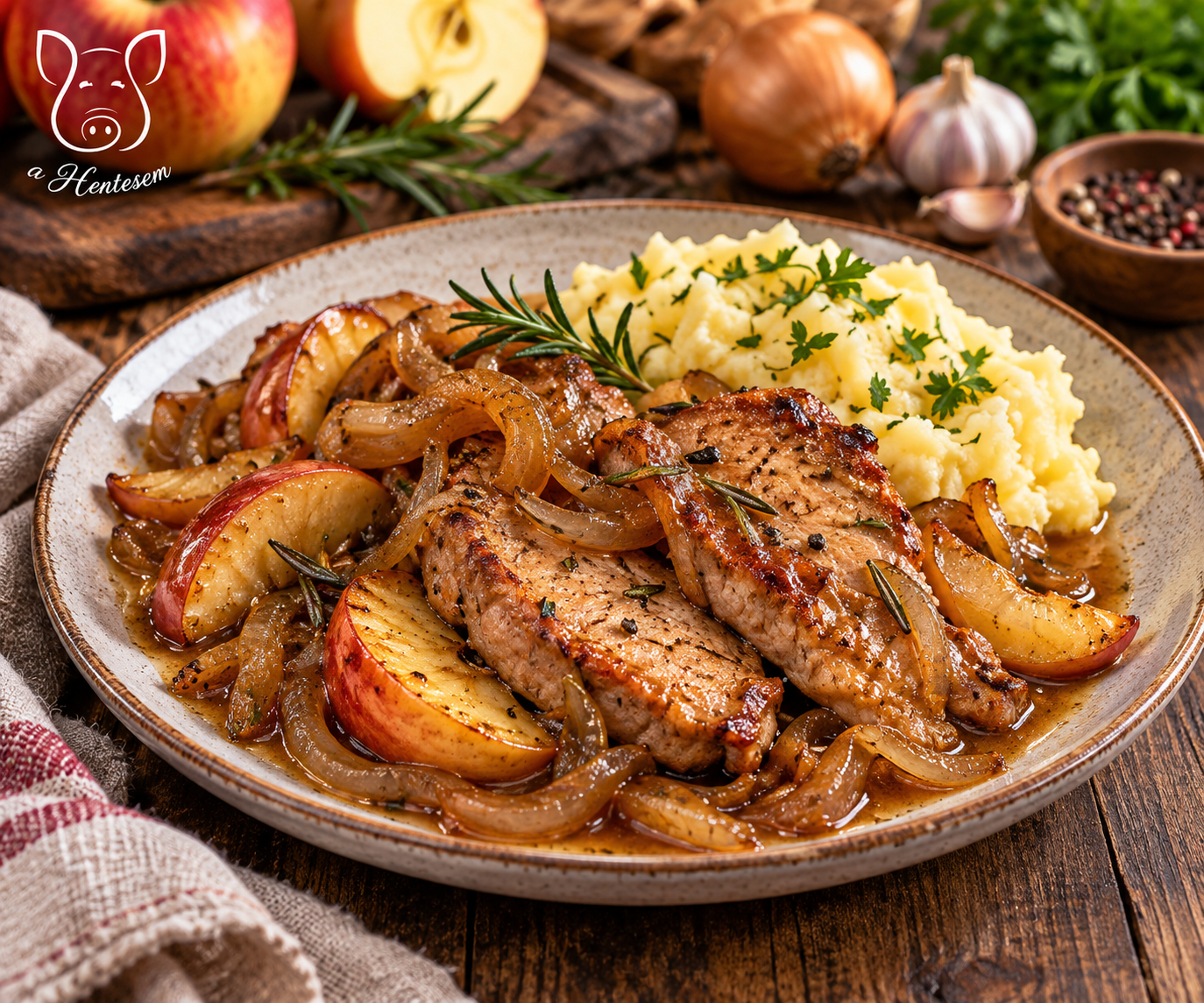 Almás-hagymás sertéssült